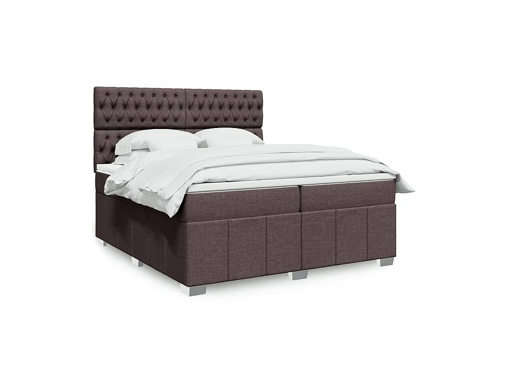 Cama com molas/colchão 200x200 cm tecido castanho-escuro