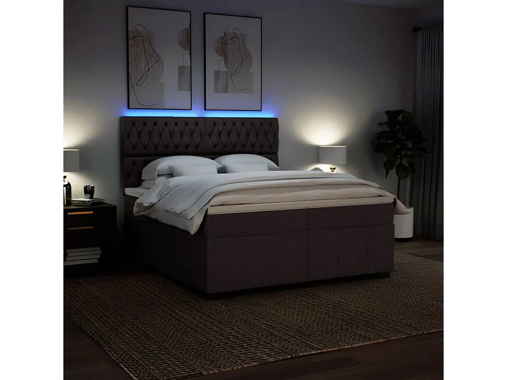 Boxspring met matras stof donkerbruin 200x200 cm