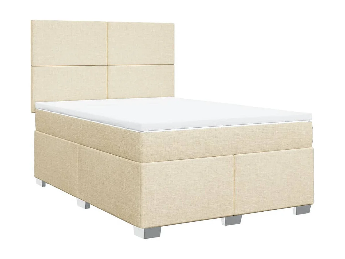 Cama com molas/colchão 160x200 cm tecido cor creme