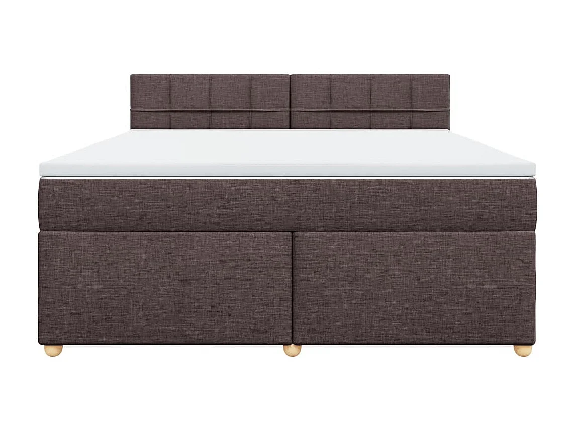 Cama box spring con colchón tela marrón oscuro 180x200 cm