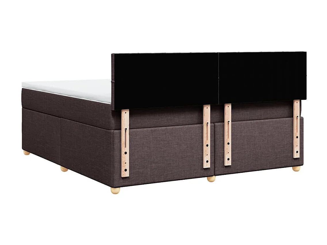 Cama box spring con colchón tela marrón oscuro 180x200 cm
