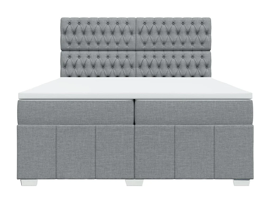 Cama com molas/colchão 200x200 cm tecido cinza-claro