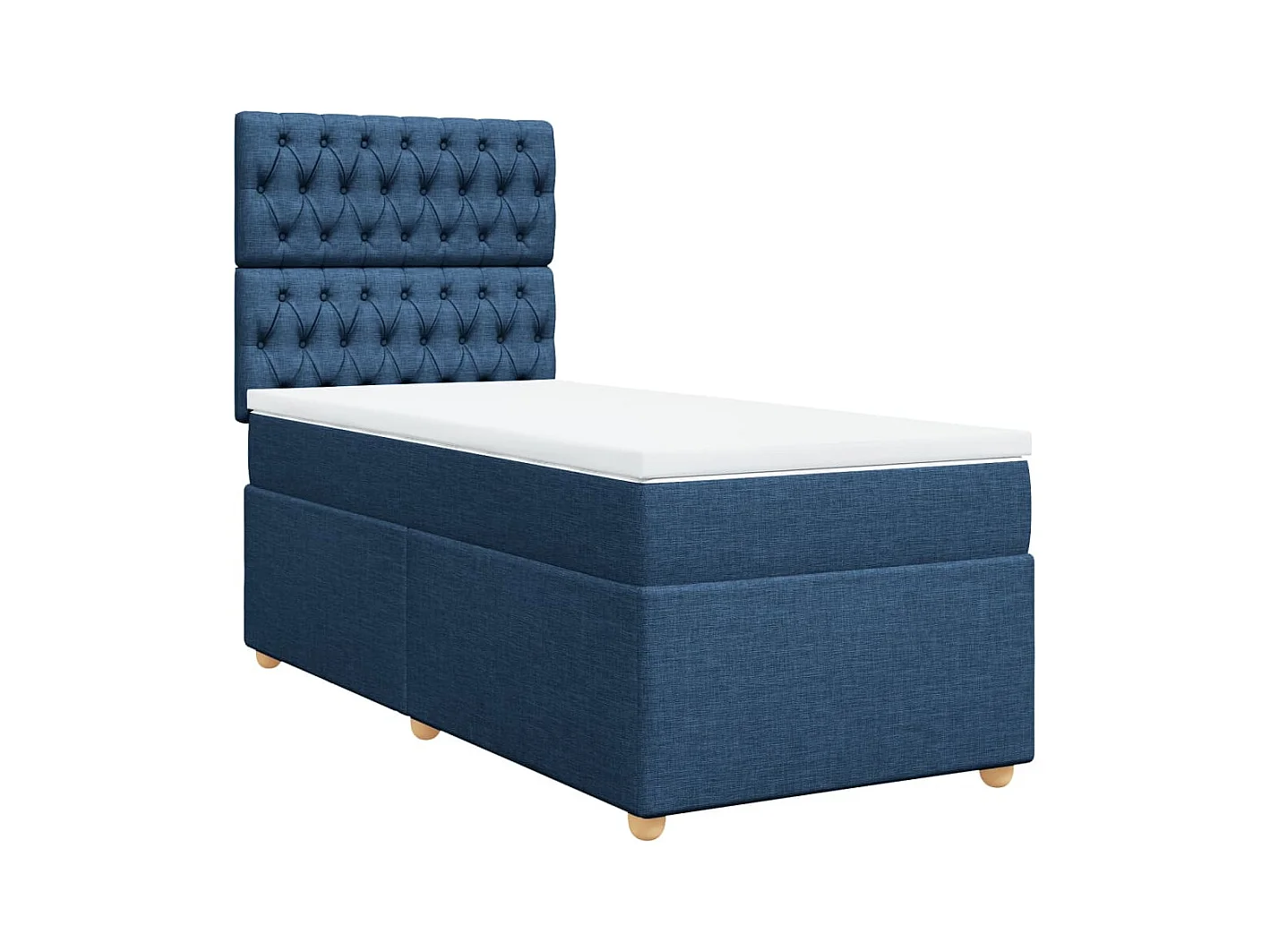 Cama com molas/colchão 90x200 cm tecido azul