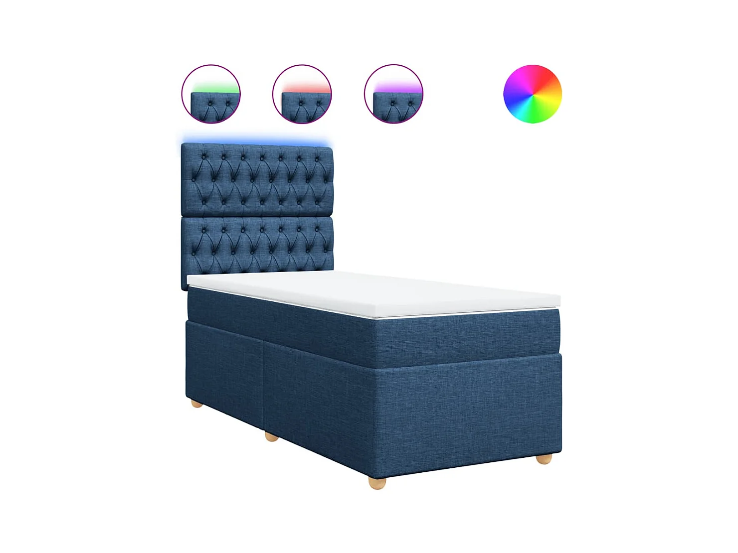 Cama com molas/colchão 90x200 cm tecido azul