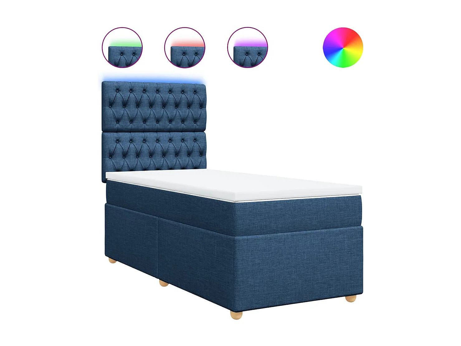 Cama com molas/colchão 90x200 cm tecido azul