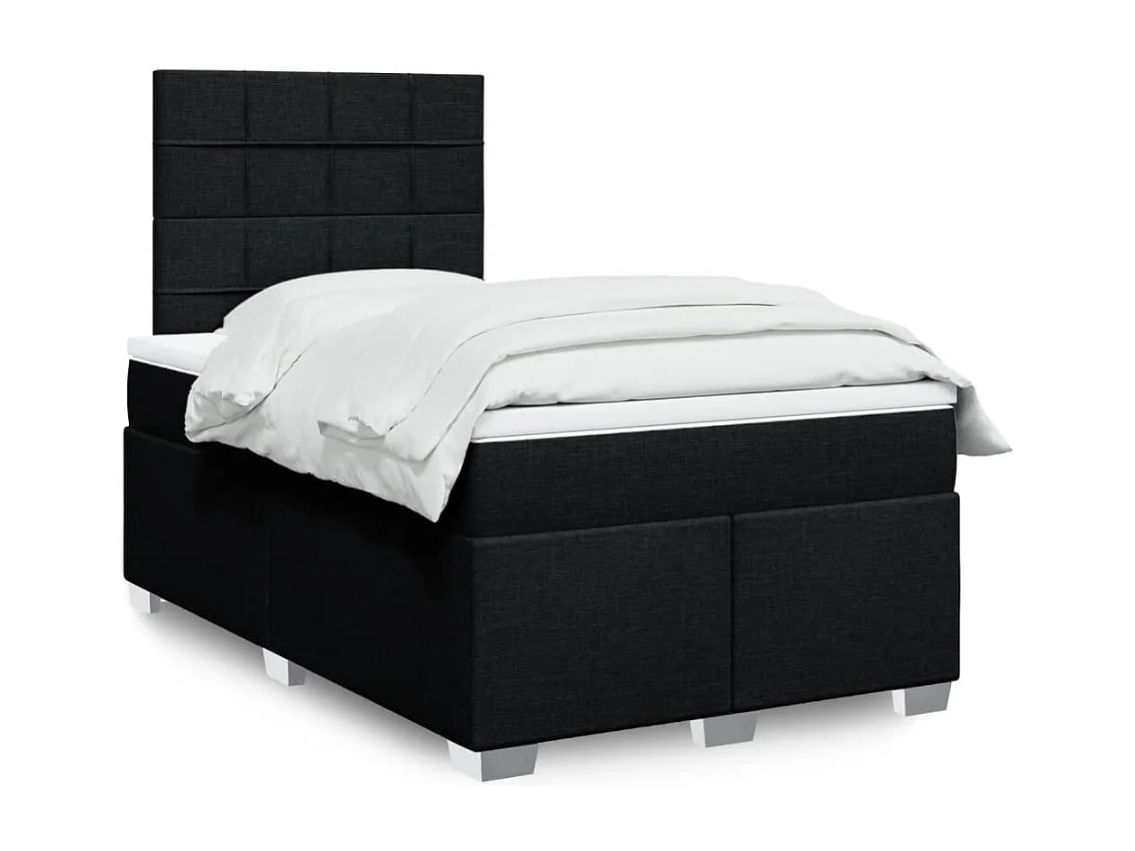 Cama box spring con colchón tela negro 120x190 cm