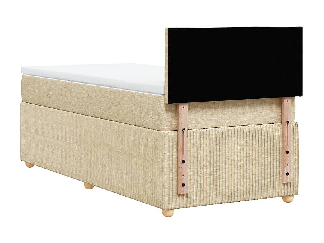Cama box spring con colchón tela color crema 80x200 cm