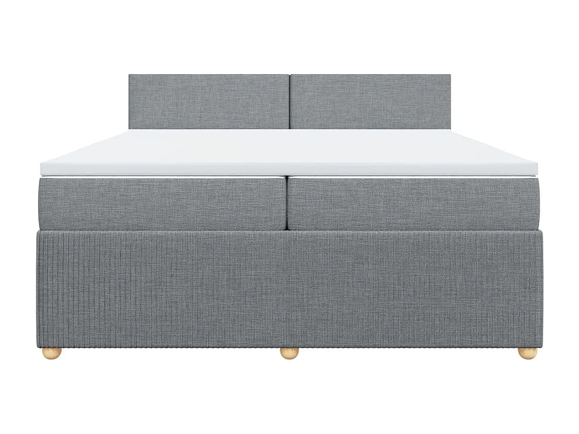 Cama com molas/colchão 200x200 cm tecido cinza-claro
