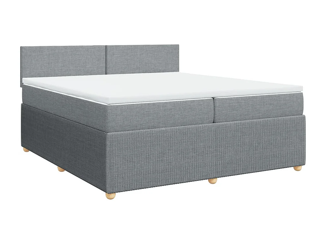 Sommier à lattes de lit avec matelas Gris clair 200x200cm Tissu
