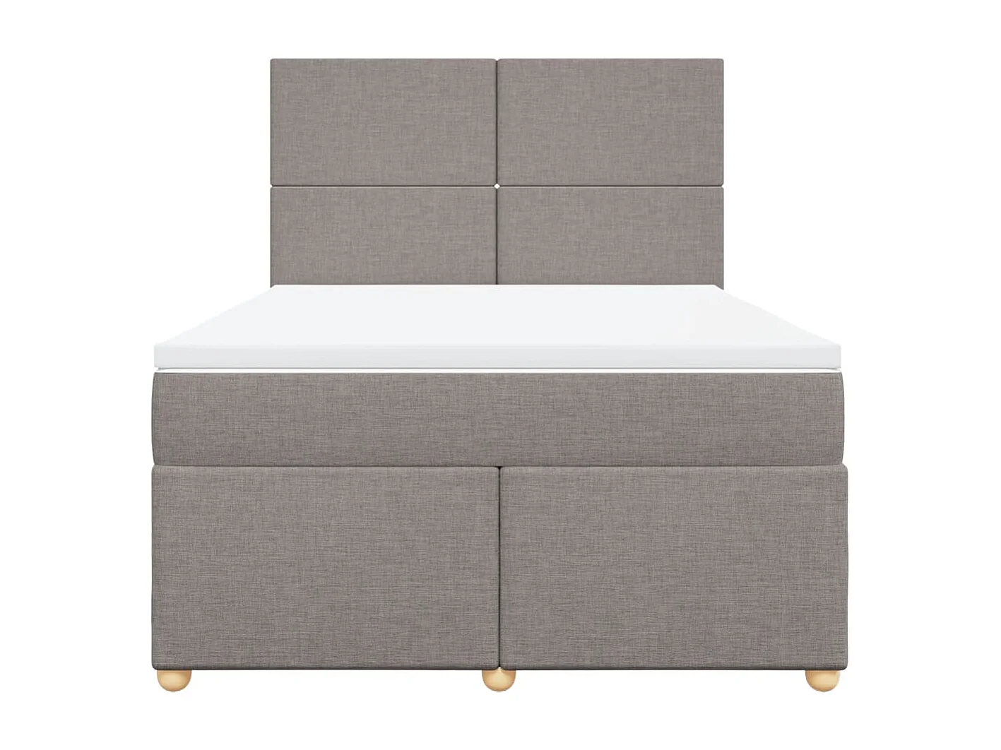 Cama box spring con colchón tela gris taupe 160x200 cm