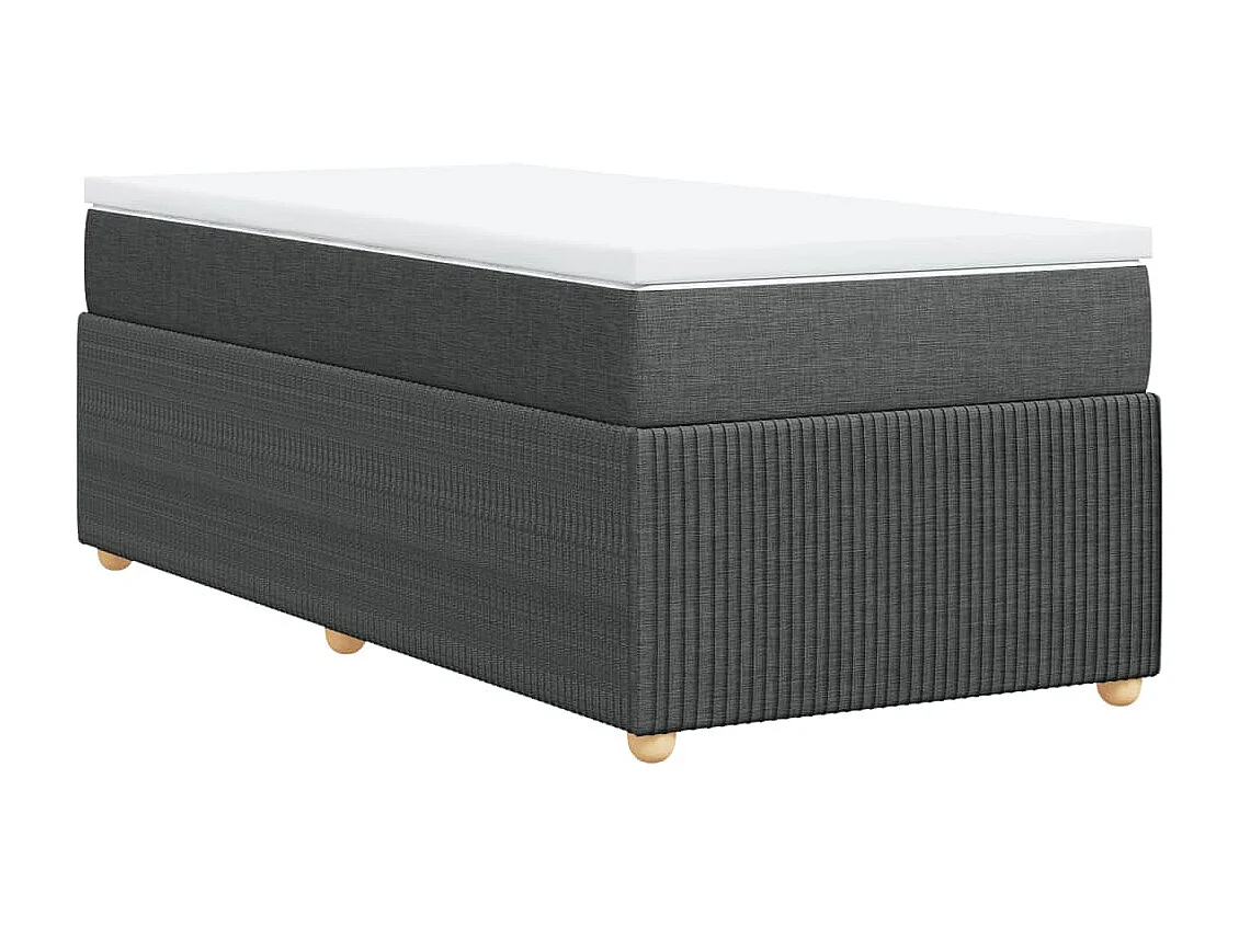 Cama box spring con colchón tela gris oscuro 90x200 cm