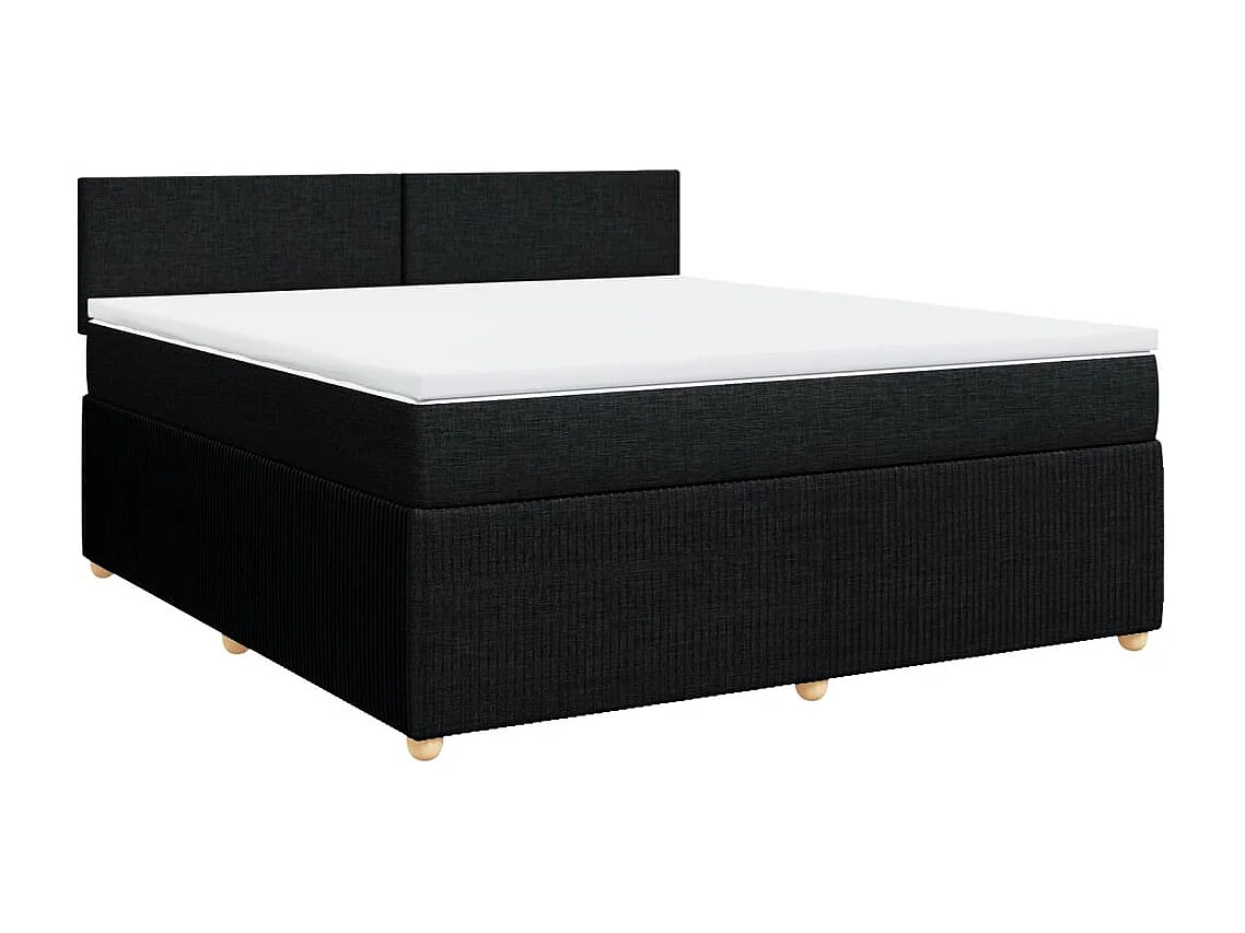 Cama box spring con colchón tela negro 180x200 cm