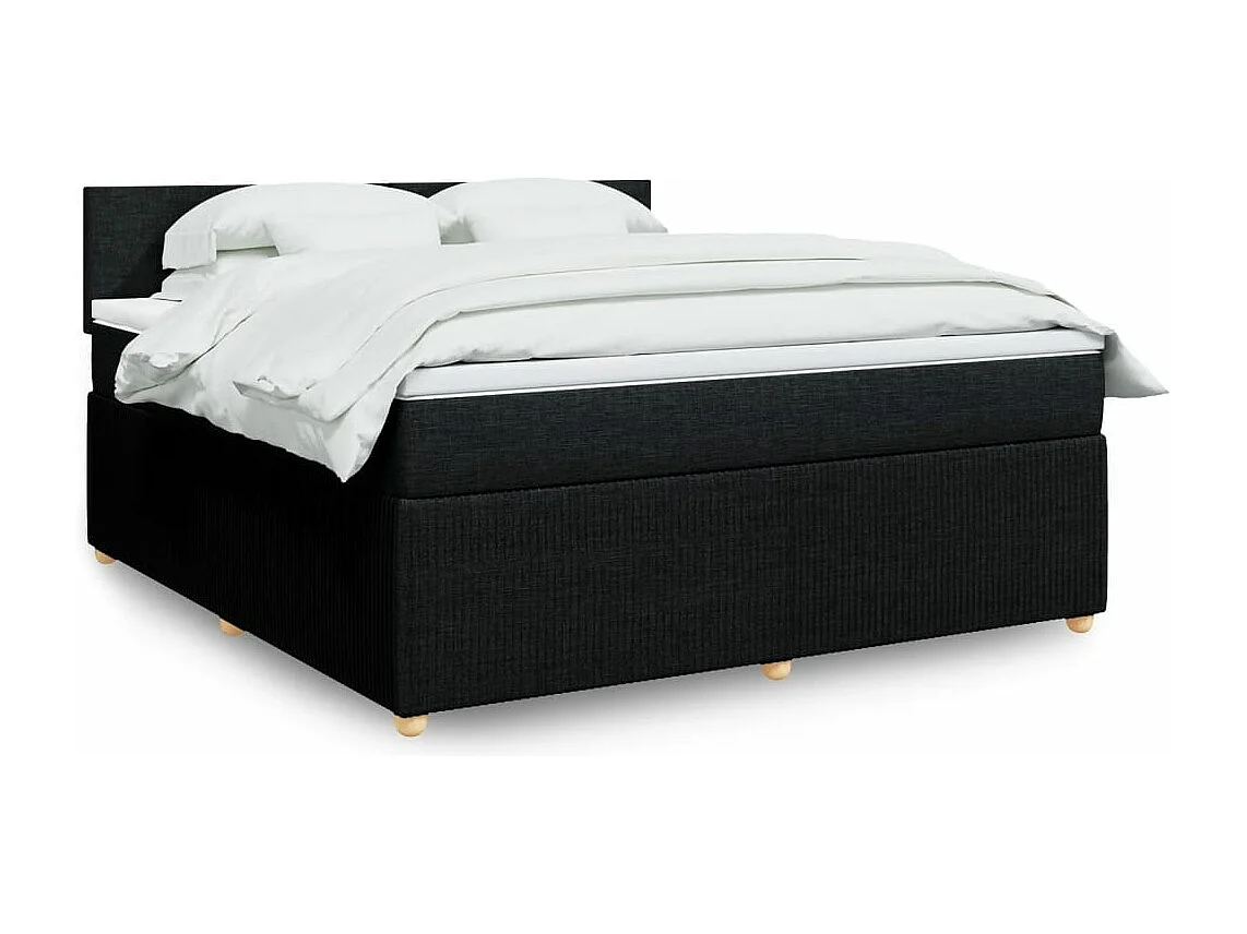 Sommier à lattes de lit avec matelas Noir 180x200 cm Tissu