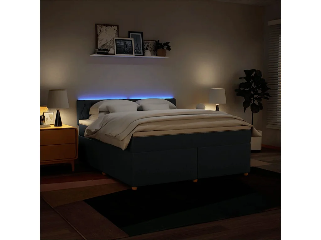 Sommier à lattes de lit avec matelas Bleu 180x200 cm Tissu