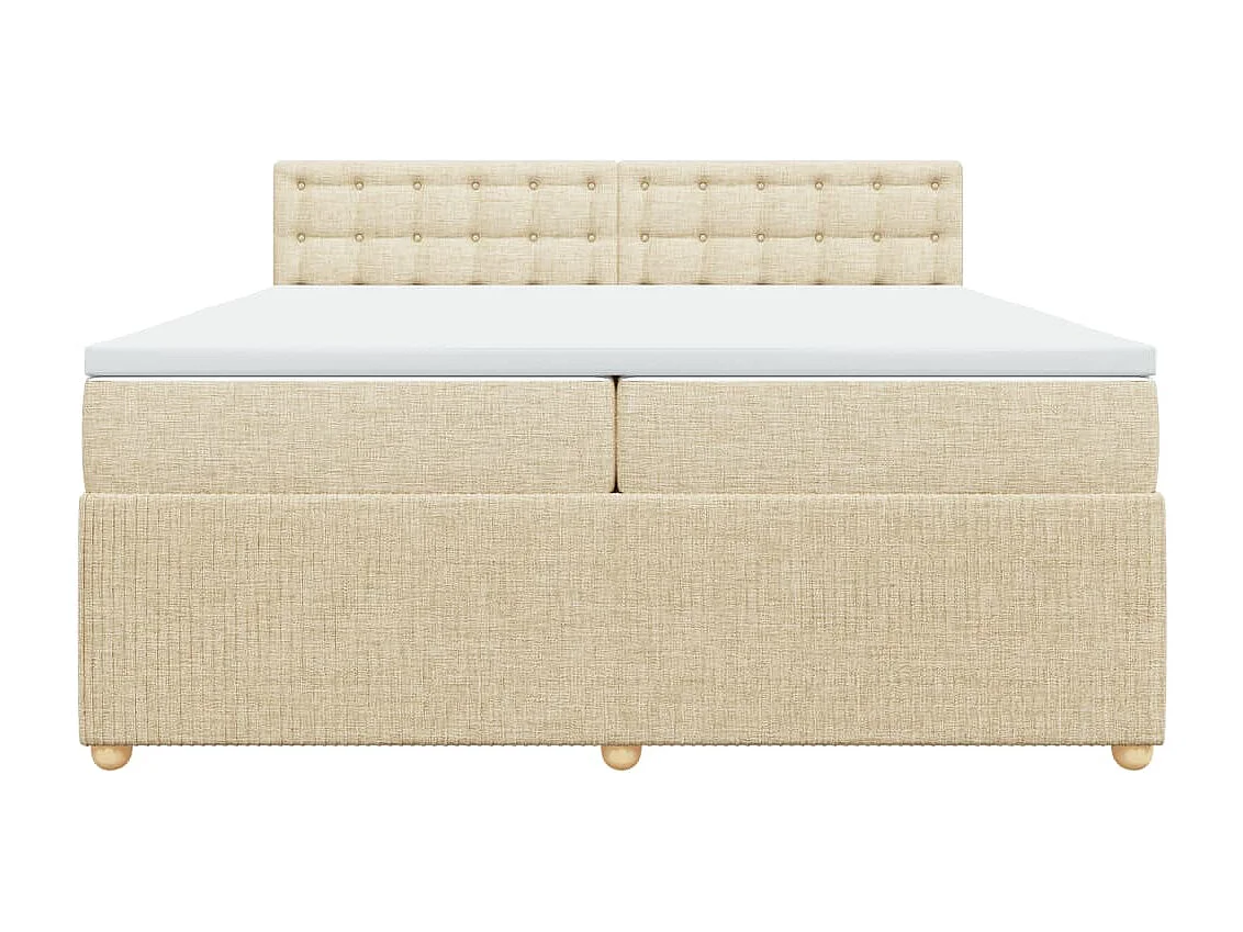 Sommier à lattes de lit avec matelas Crème 200x200 cm Tissu