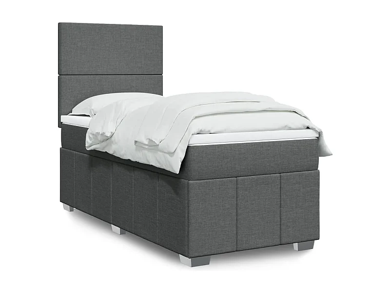 Sommier à lattes de lit avec matelas Gris foncé 80x200 cm Tissu