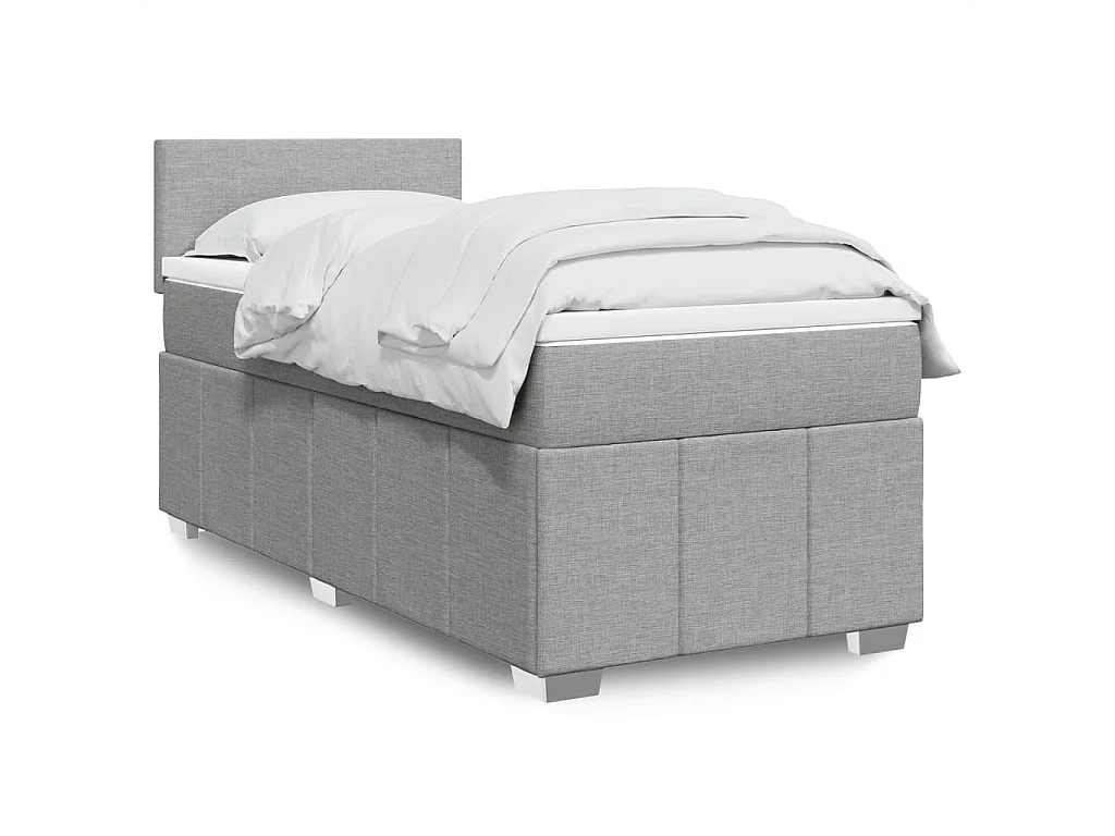 Sommier à lattes de lit avec matelas Gris clair 90x200 cm Tissu