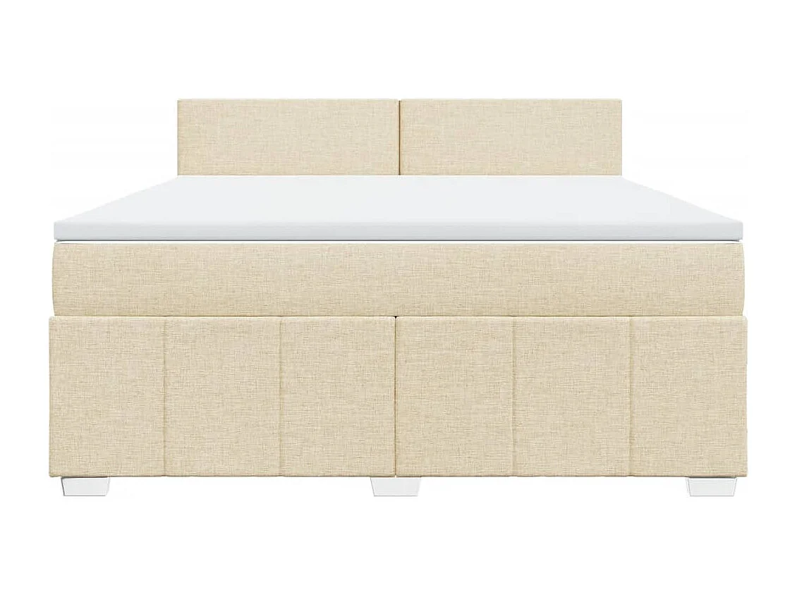 Cama box spring con colchón tela color crema 180x200 cm