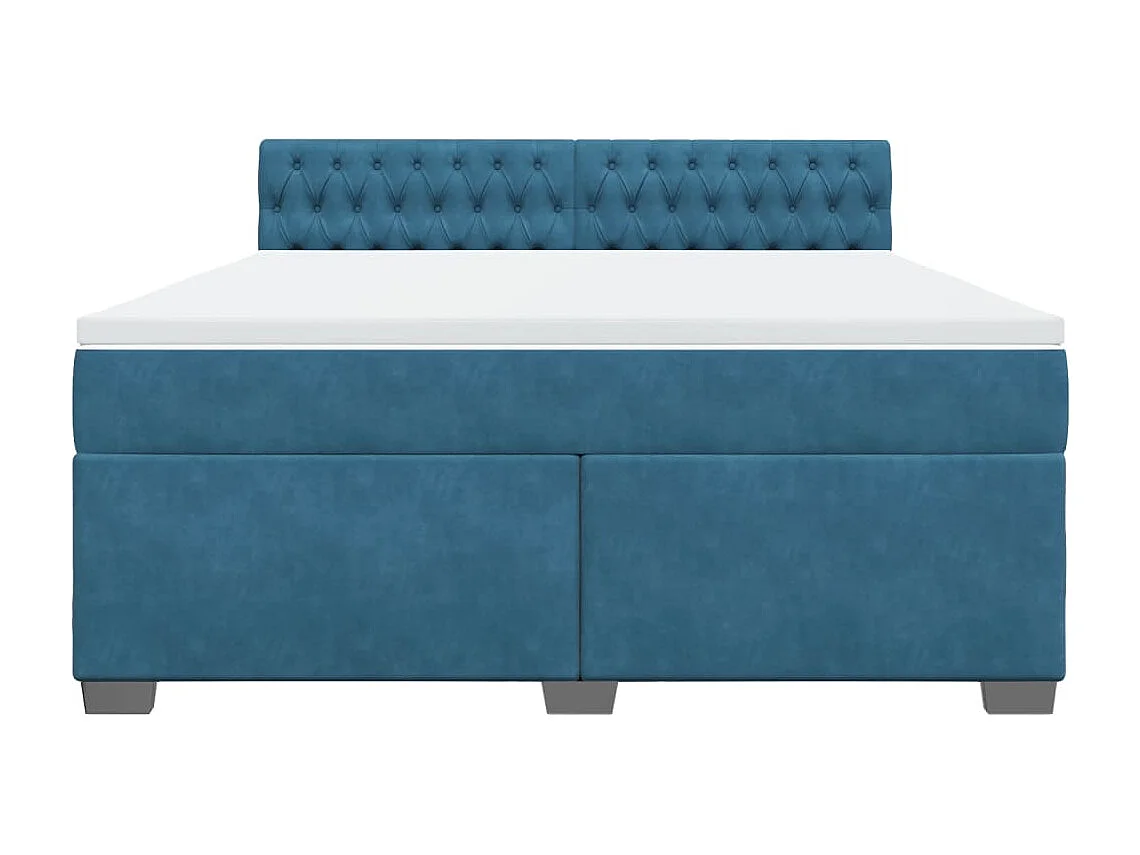 Cama box spring con colchón terciopelo azul 180x200 cm