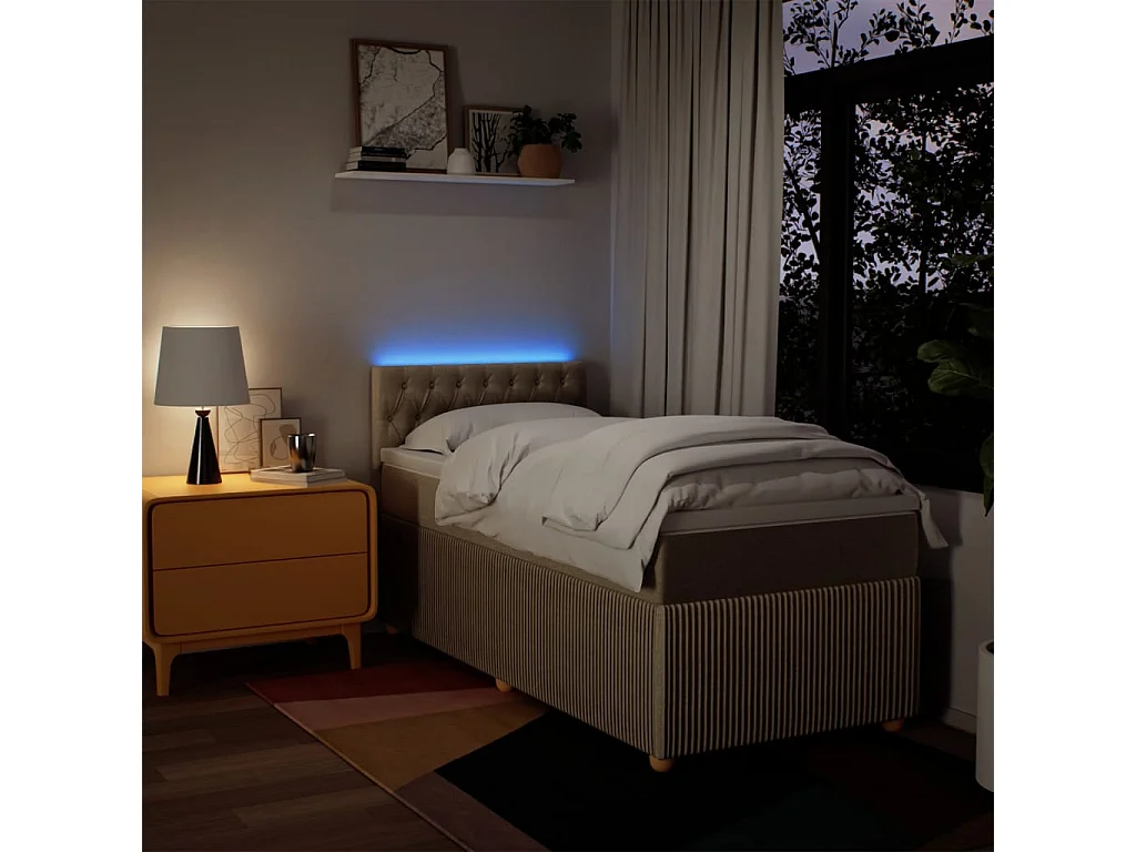 Sommier à lattes de lit avec matelas Crème 100x200 cm Tissu