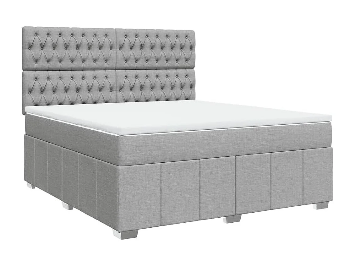 Cama box spring con colchón tela gris claro 180x200 cm
