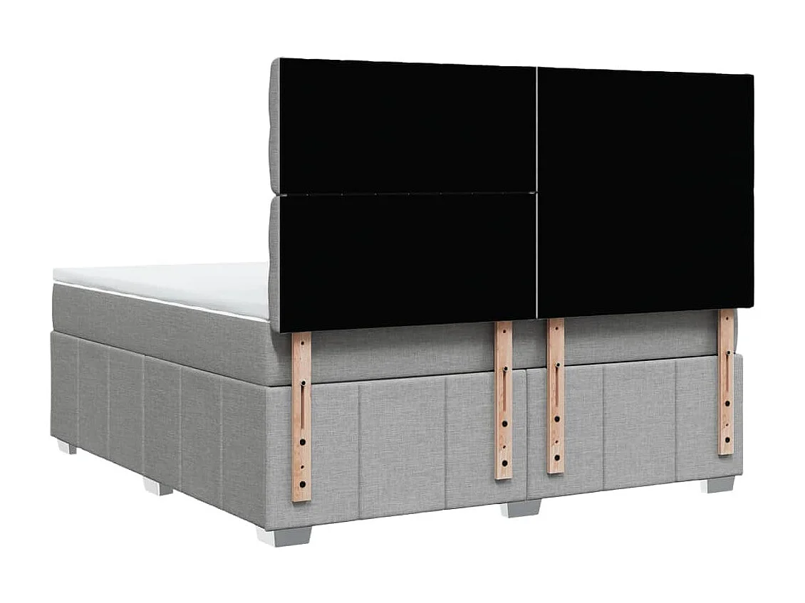 Cama box spring con colchón tela gris claro 180x200 cm