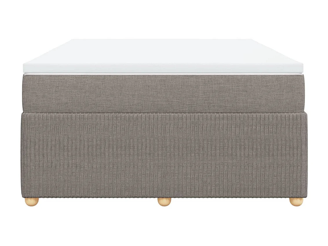 Cama box spring con colchón tela gris taupe 140x190 cm