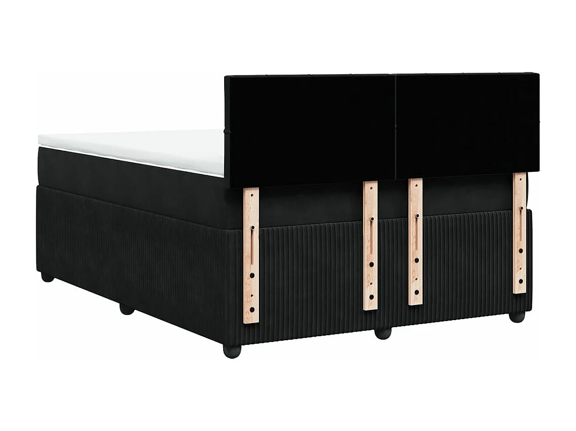 Sommier à lattes de lit avec matelas Noir 140x190 cm Velours