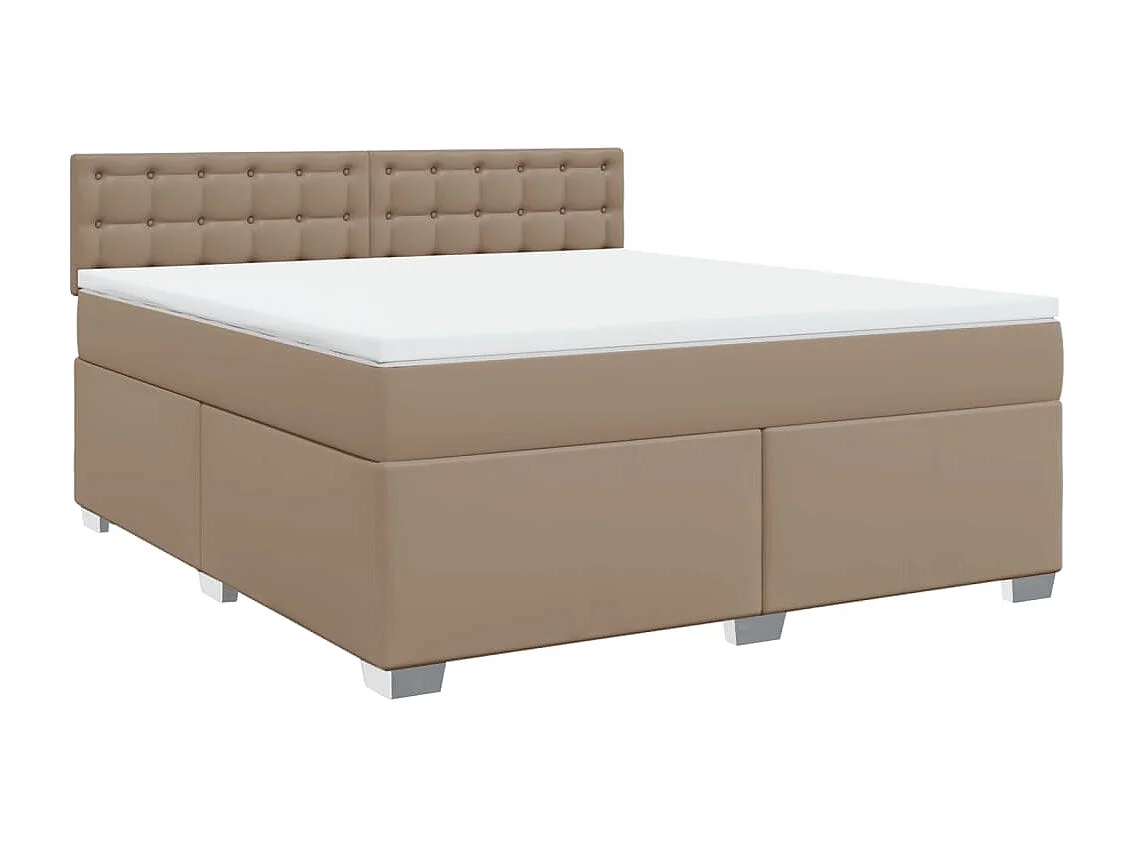 Cama box spring con colchón cuero sintético capuchino 180x200cm