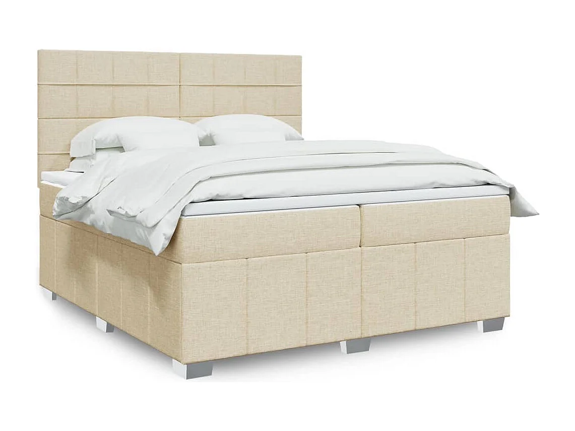 Sommier à lattes de lit avec matelas Crème 200x200 cm Tissu