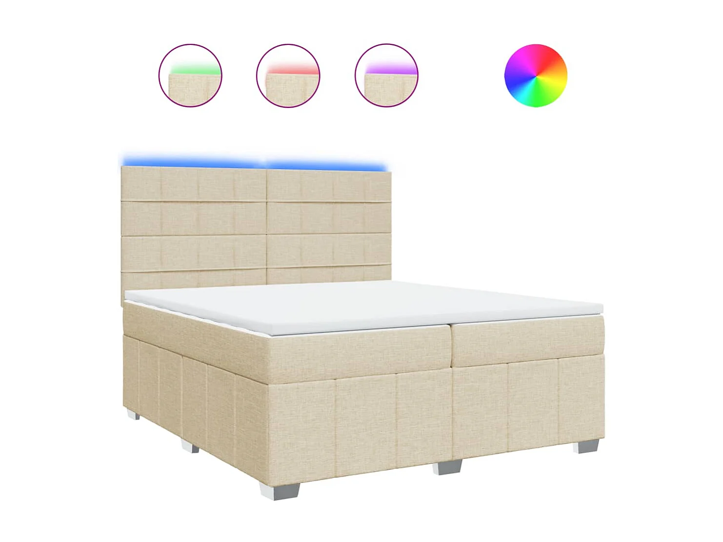 Sommier à lattes de lit avec matelas Crème 200x200 cm Tissu