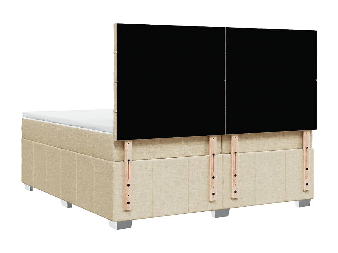 Cama box spring con colchón tela color crema 200x200 cm