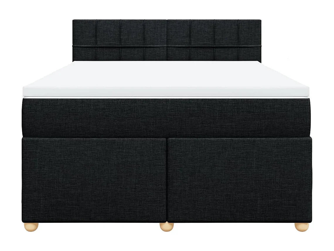 Sommier à lattes de lit avec matelas Noir 140x190 cm Tissu