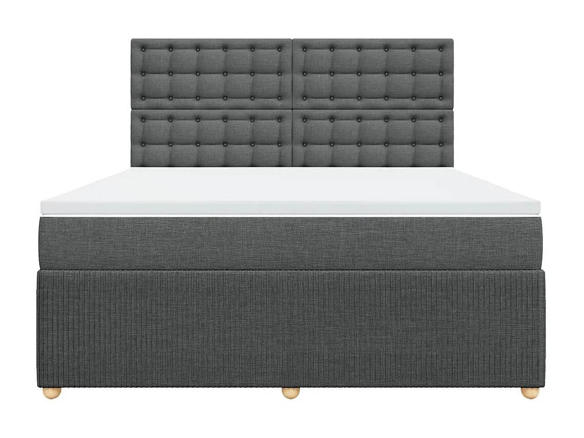 Cama box spring con colchón tela gris oscuro 180x200 cm