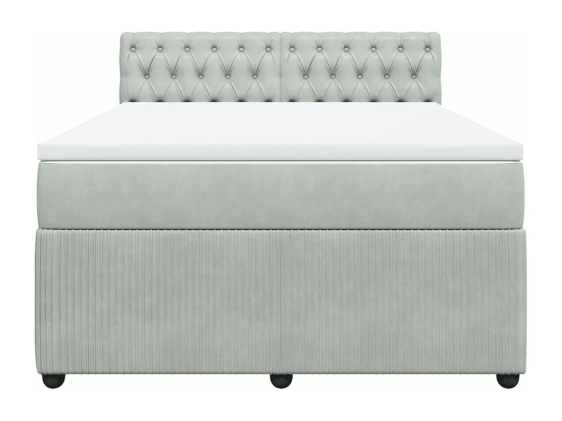 Cama com molas/colchão 140x190 cm veludo cinzento-claro