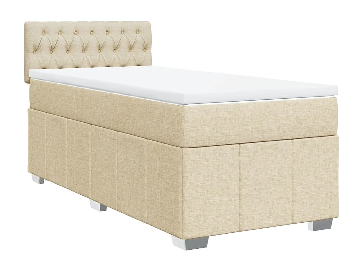 Sommier à lattes de lit avec matelas Crème 100x200 cm Tissu