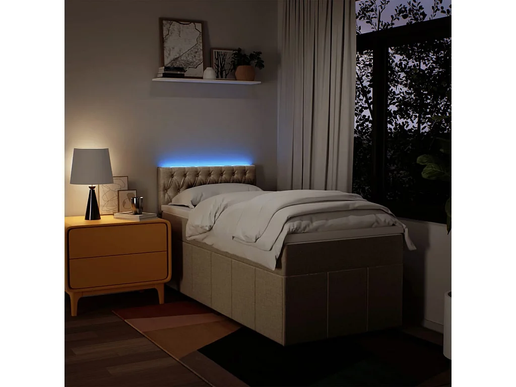 Sommier à lattes de lit avec matelas Crème 100x200 cm Tissu