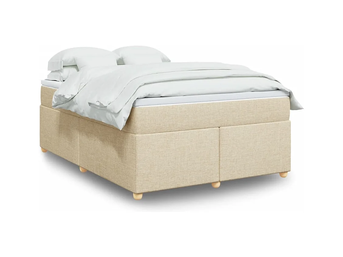 Boxspring met matras stof crèmekleurig 140x190 cm