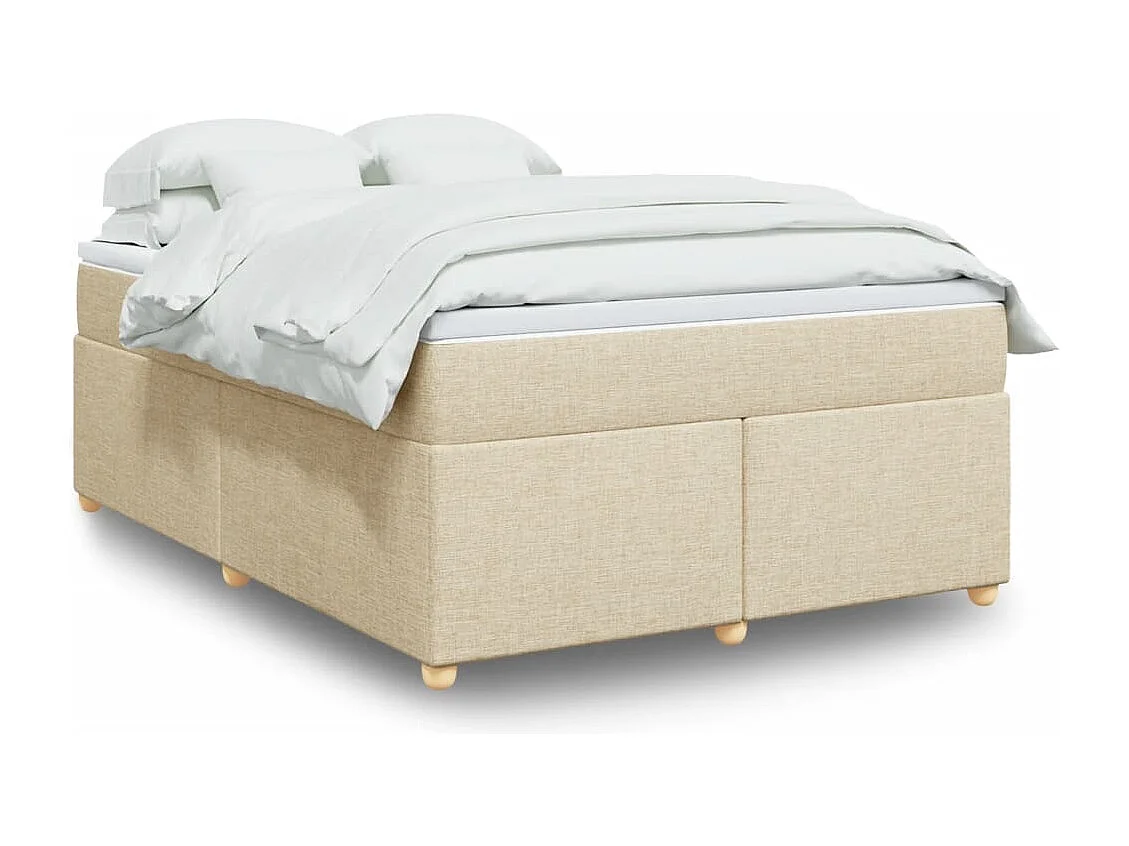 Boxspring met matras stof crèmekleurig 140x190 cm