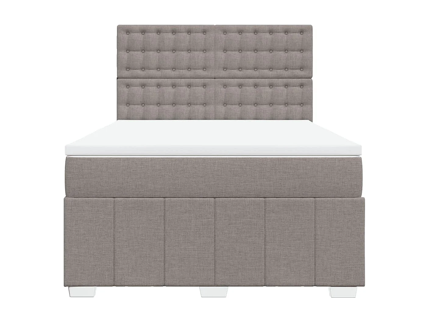 Cama box spring con colchón tela gris taupe 160x200 cm