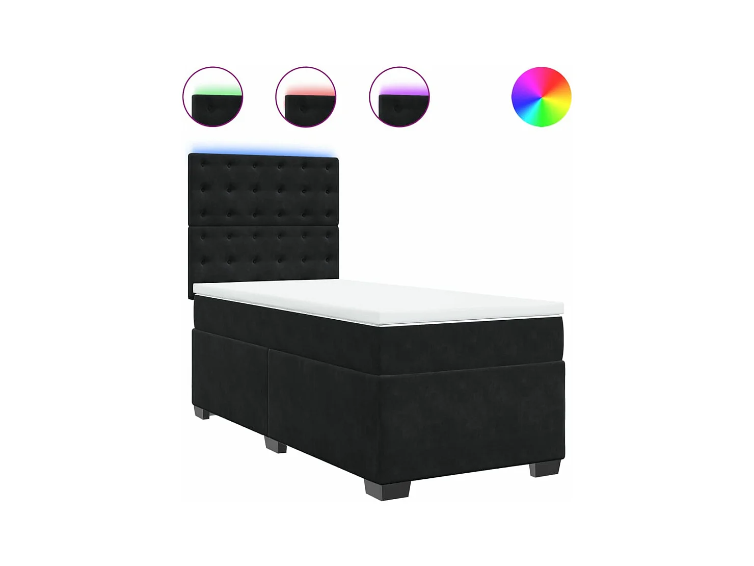 Sommier à lattes de lit avec matelas Noir 90x200 cm Velours