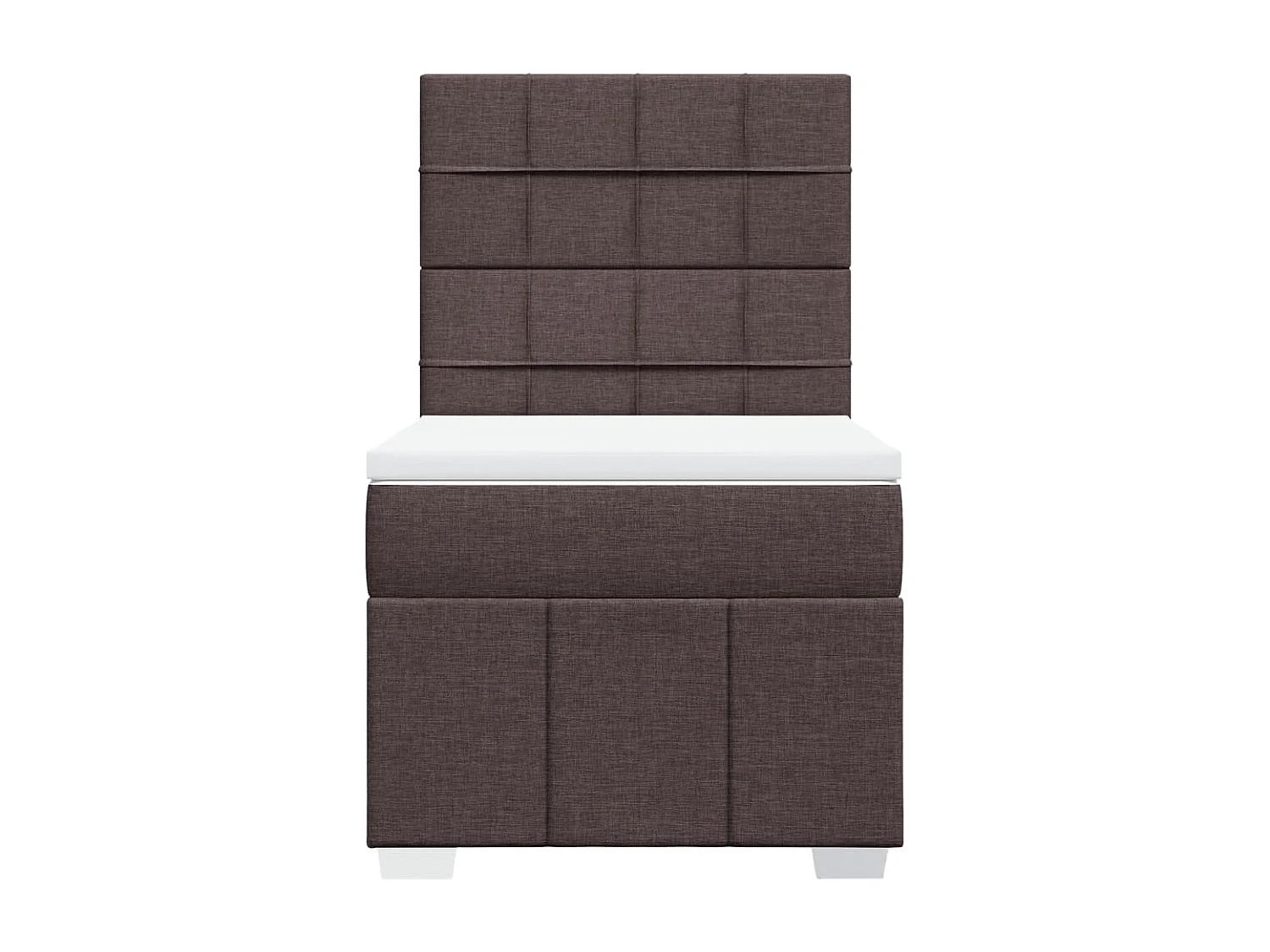 Cama box spring con colchón tela marrón oscuro 90x190 cm