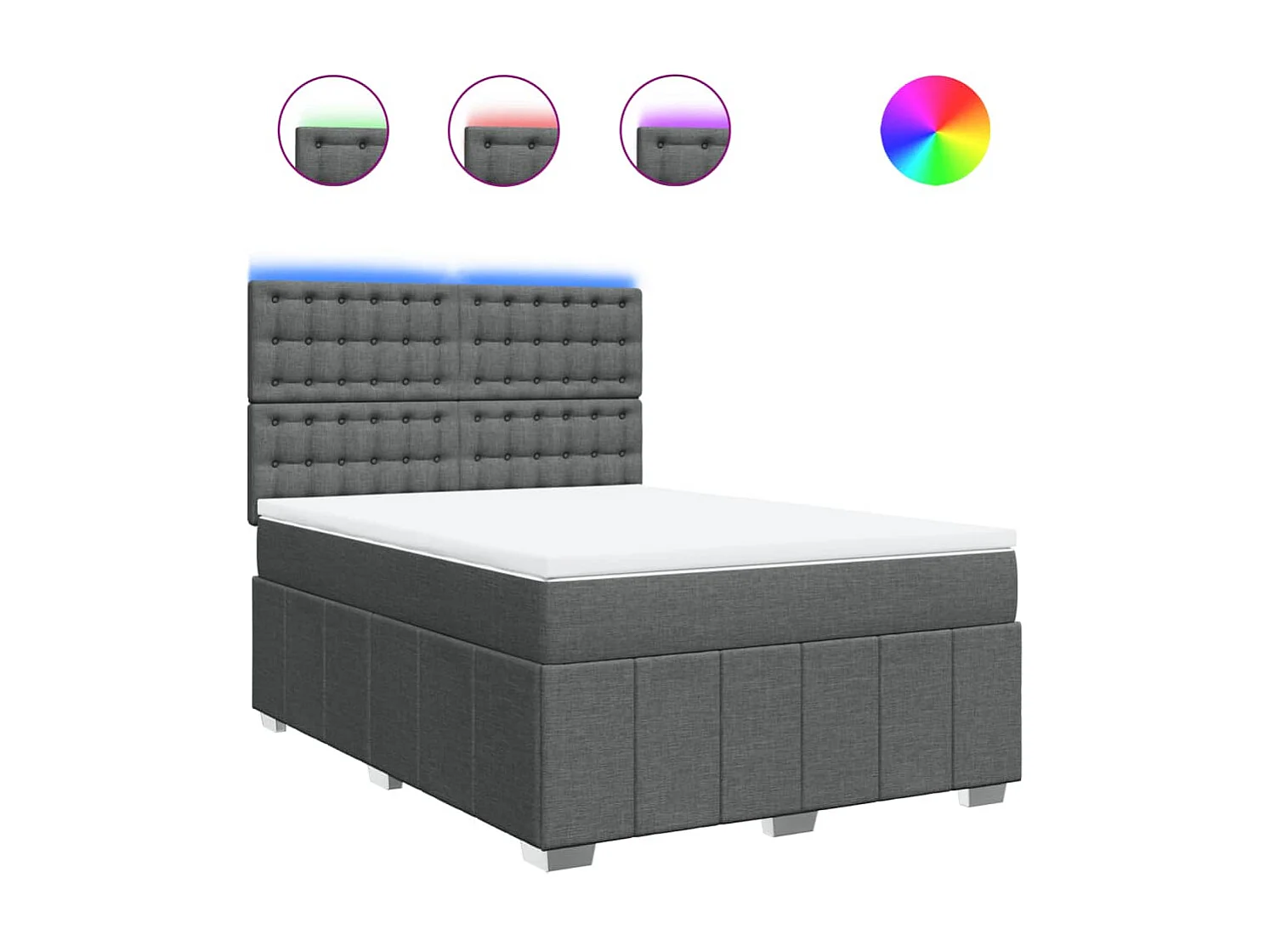 Sommier à lattes de lit avec matelas Gris foncé 140x190cm Tissu