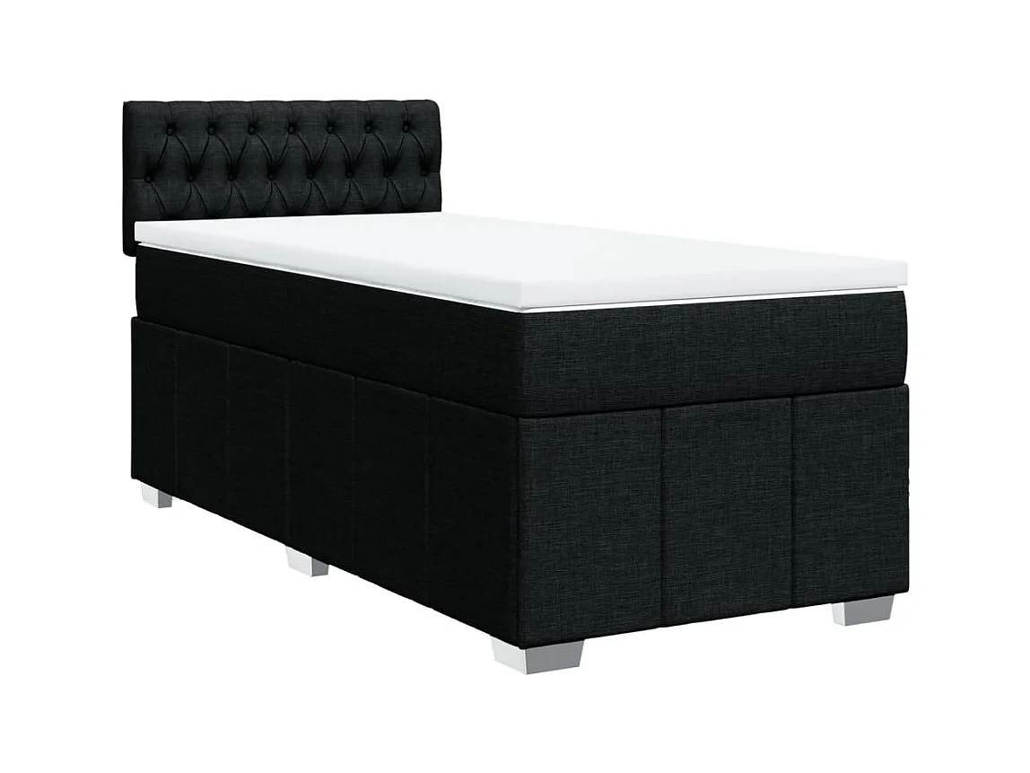 Sommier à lattes de lit avec matelas Noir 90x190 cm Tissu
