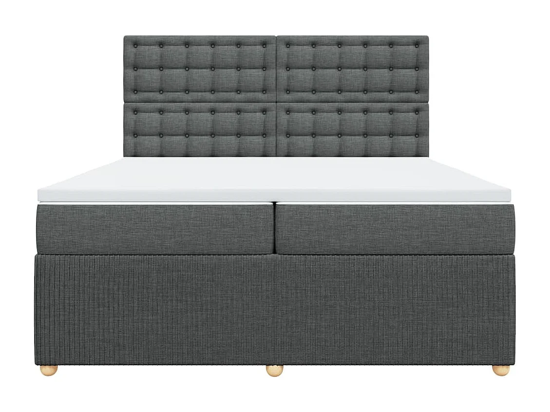 Sommier à lattes de lit avec matelas Gris foncé 200x200cm Tissu