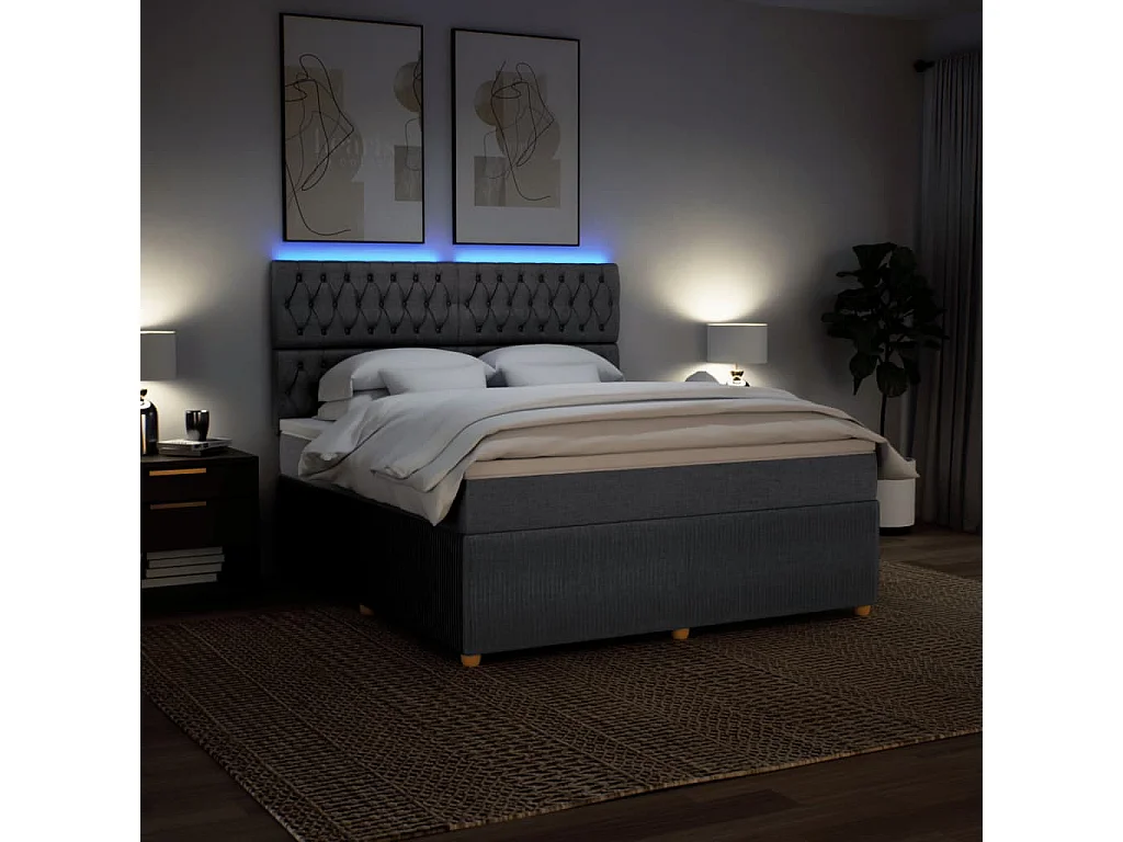 Cama com molas/colchão 180x200 cm tecido cinzento-escuro