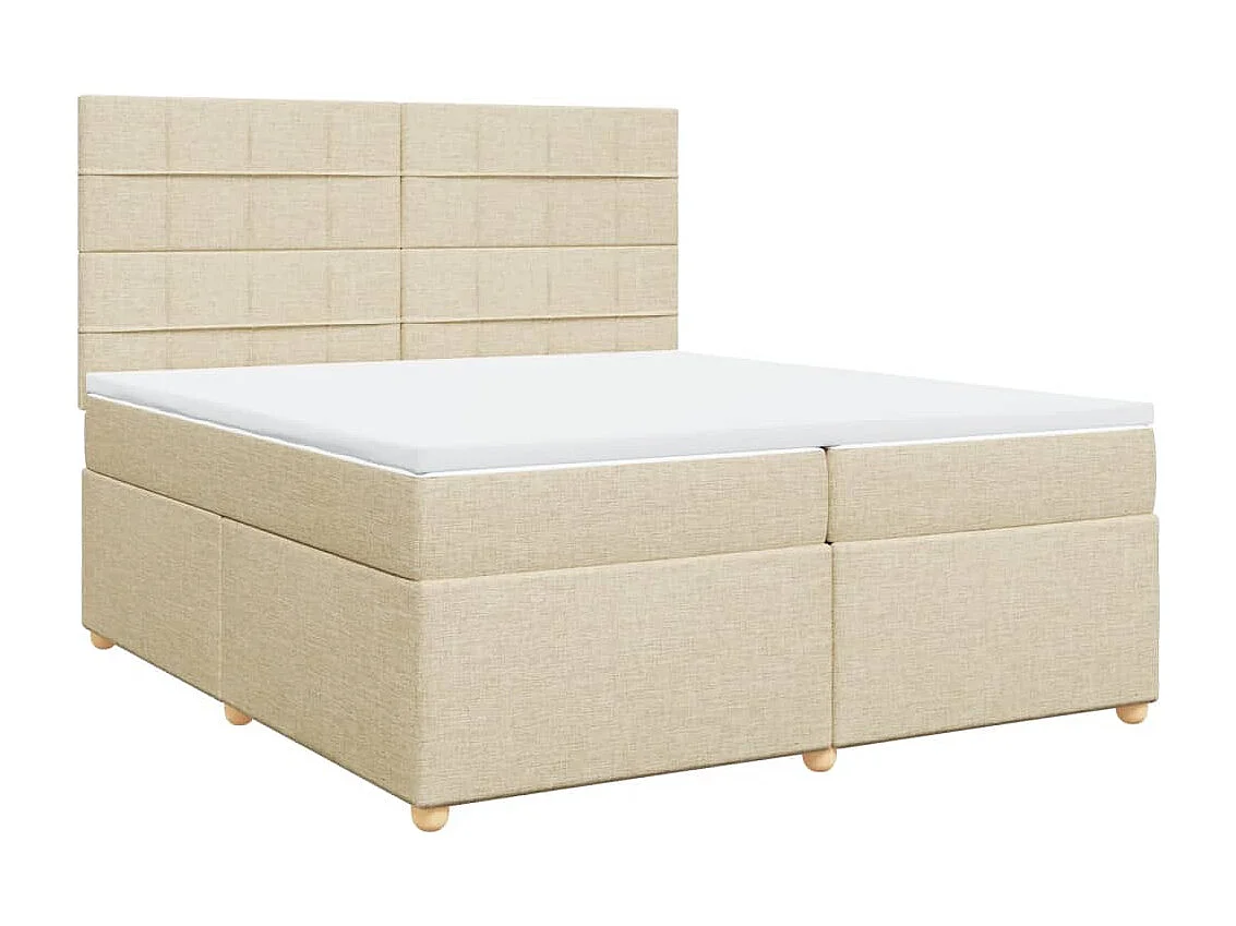 Sommier à lattes de lit avec matelas Crème 200x200 cm Tissu
