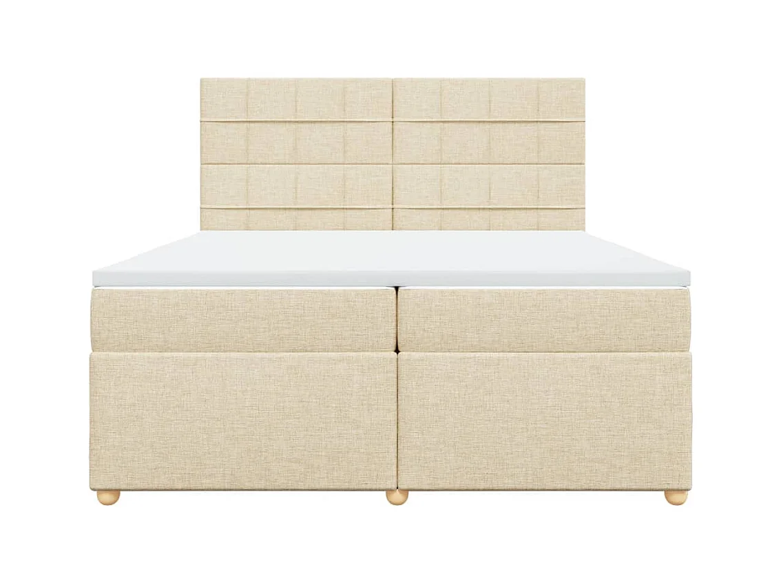 Cama box spring con colchón tela color crema 200x200 cm