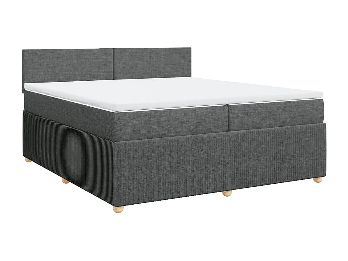 Sommier à lattes de lit avec matelas Gris foncé 200x200cm Tissu