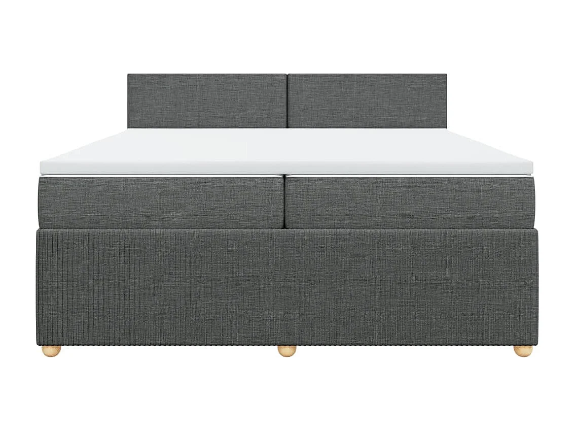 Sommier à lattes de lit avec matelas Gris foncé 200x200cm Tissu